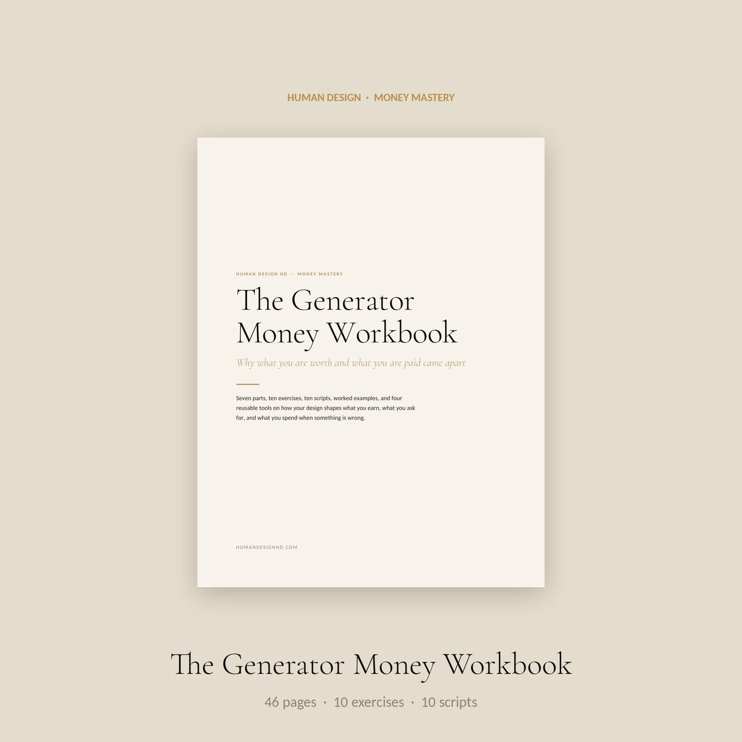 Human Design Generator Money Workbook cover