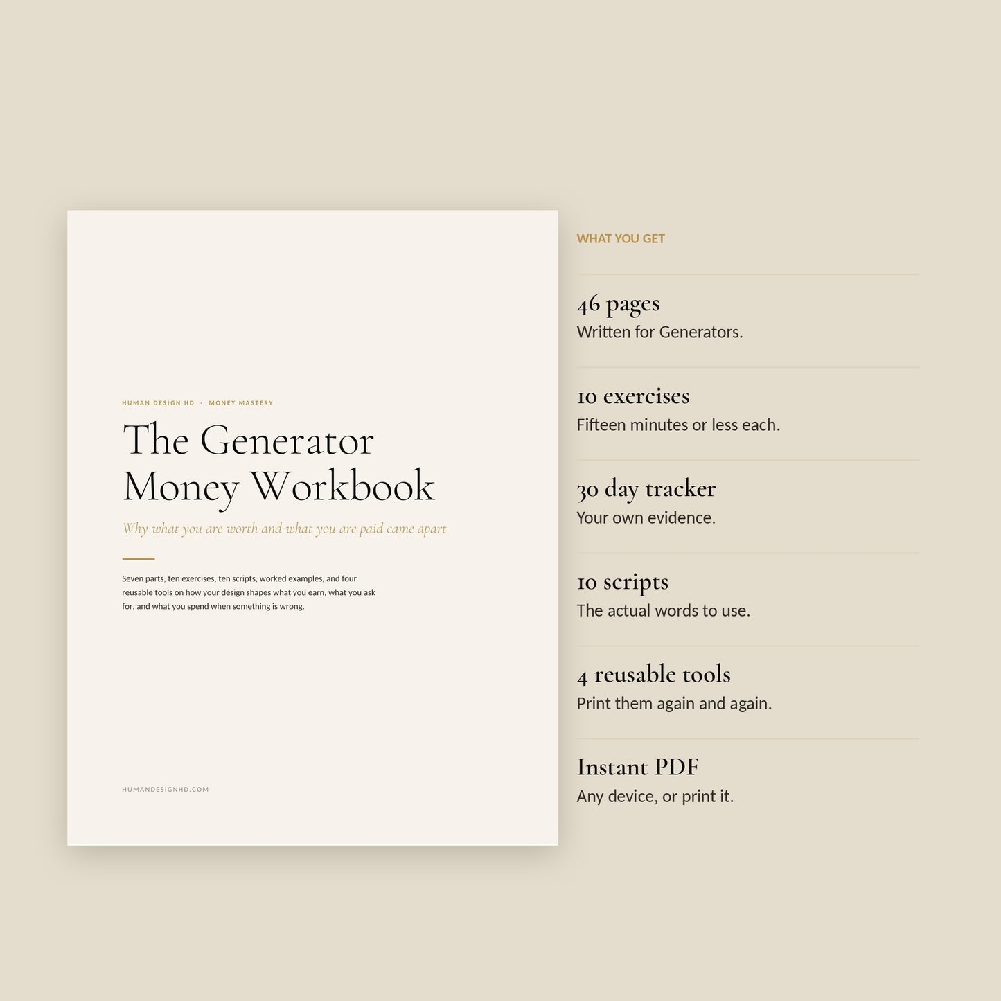 Human Design Generator Money Workbook, what You Get