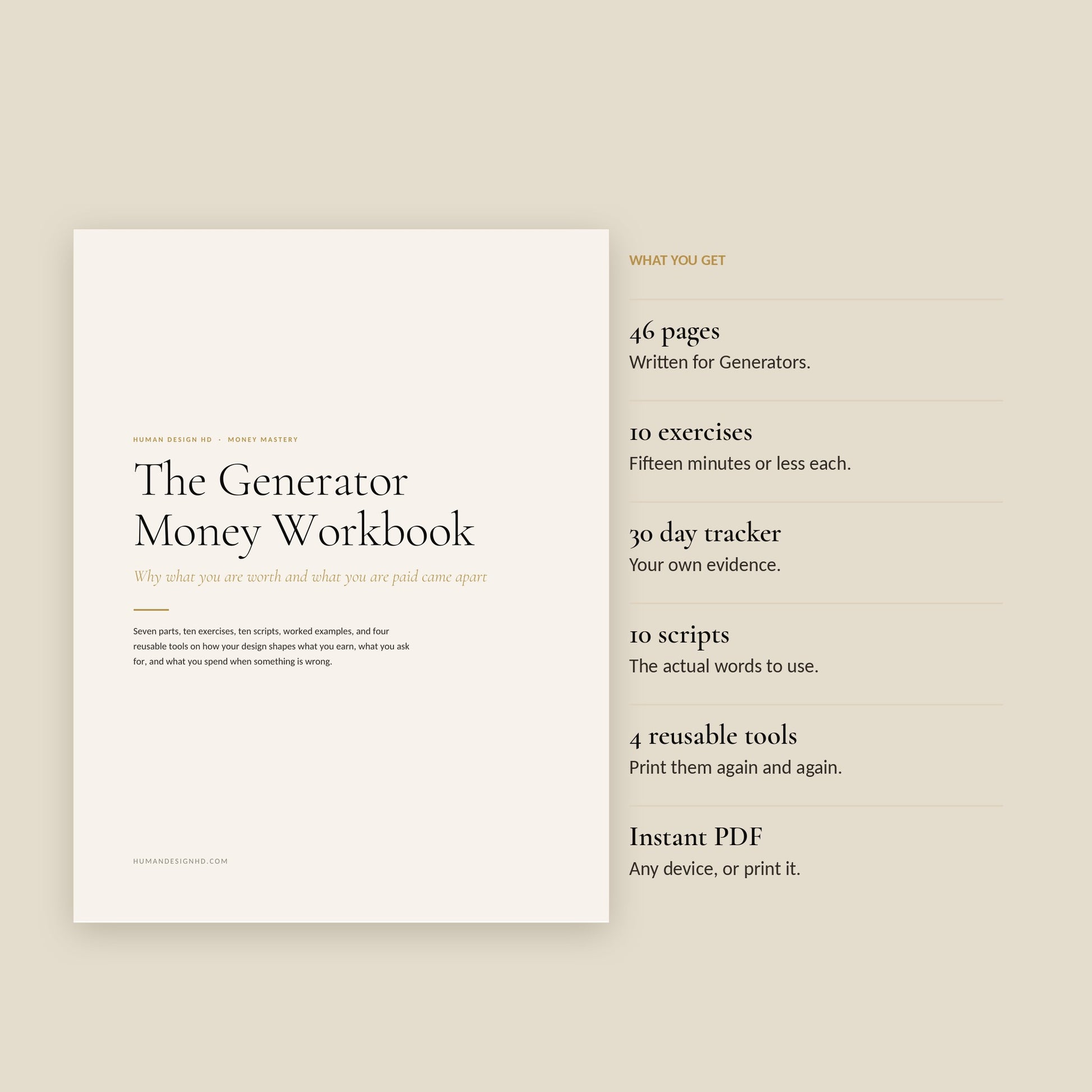 Human Design Generator Money Workbook, what You Get
