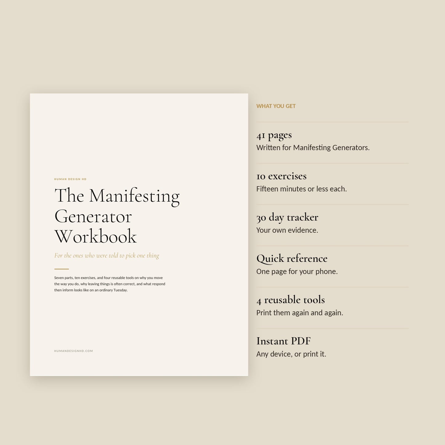Human Design Manifesting Generator Workbook, what You Get