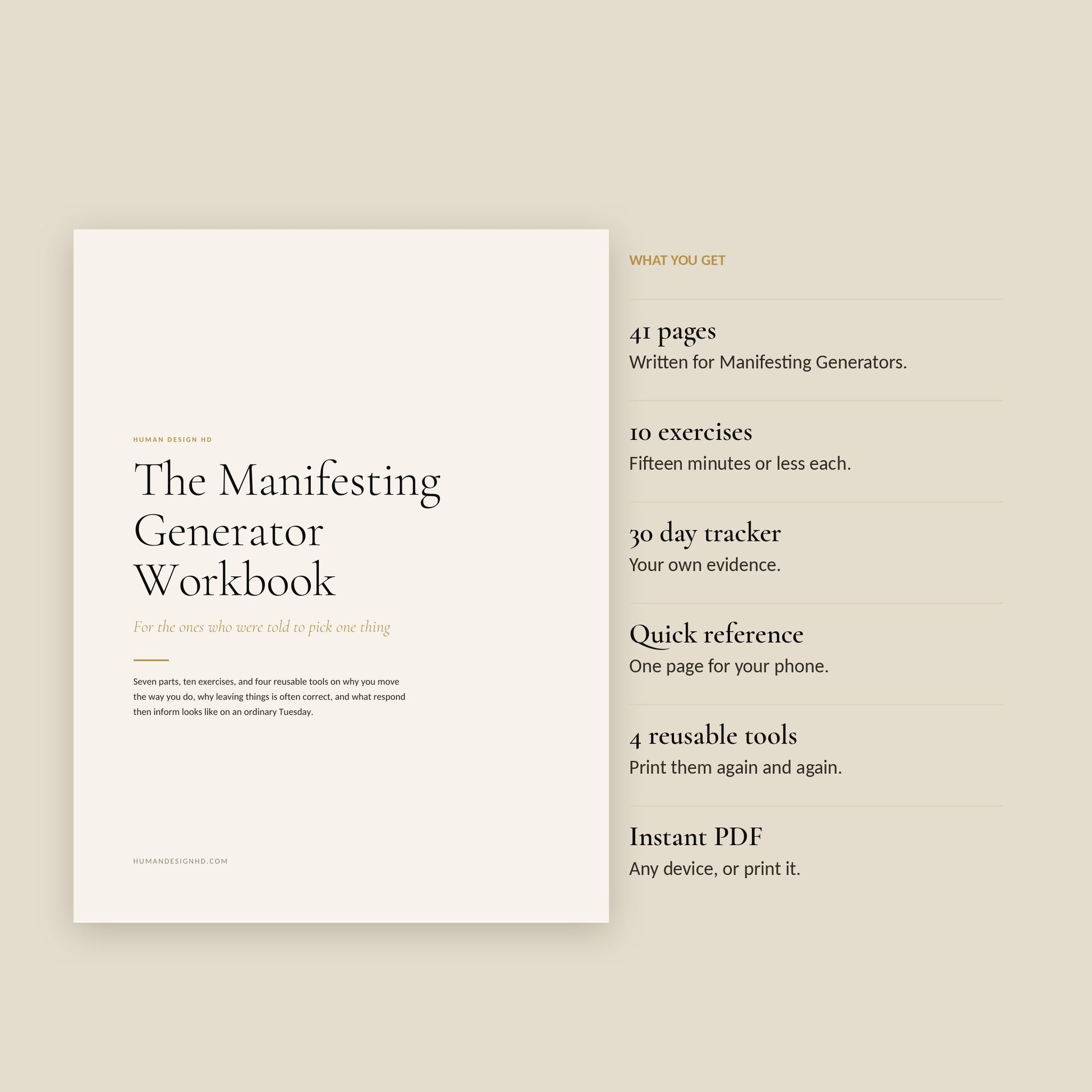 Human Design Manifesting Generator Workbook, what You Get