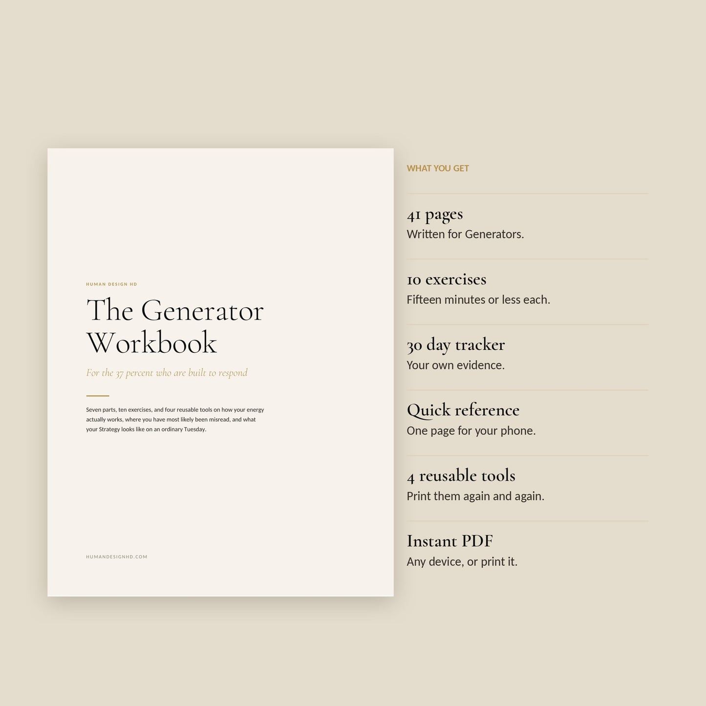 Human Design Generator Workbook, what You Get
