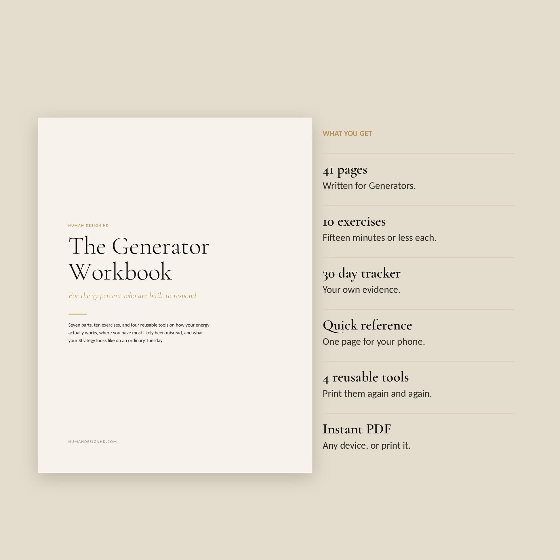 Human Design Generator Workbook, what You Get