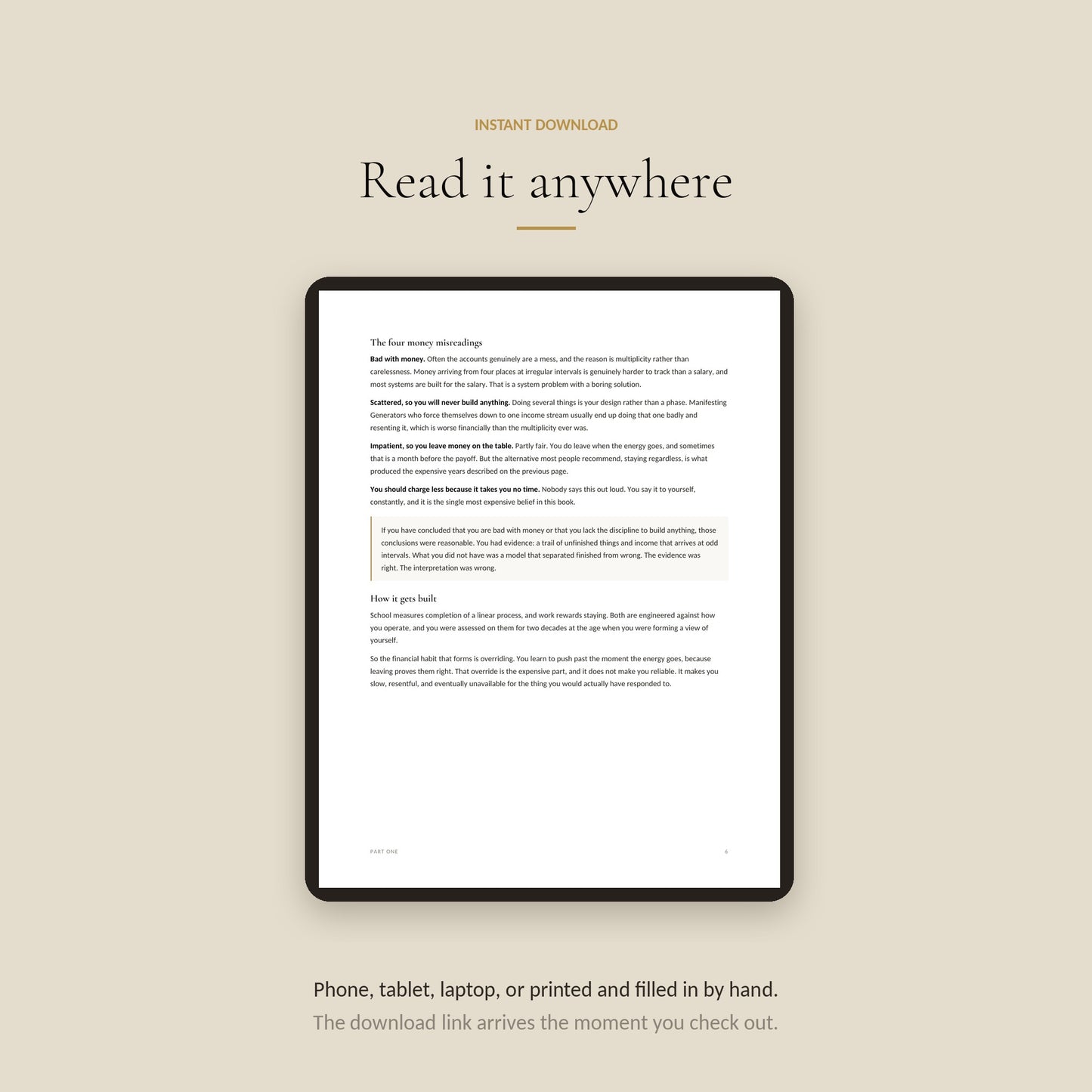 Human Design Manifesting Generator Money Workbook, read Anywhere