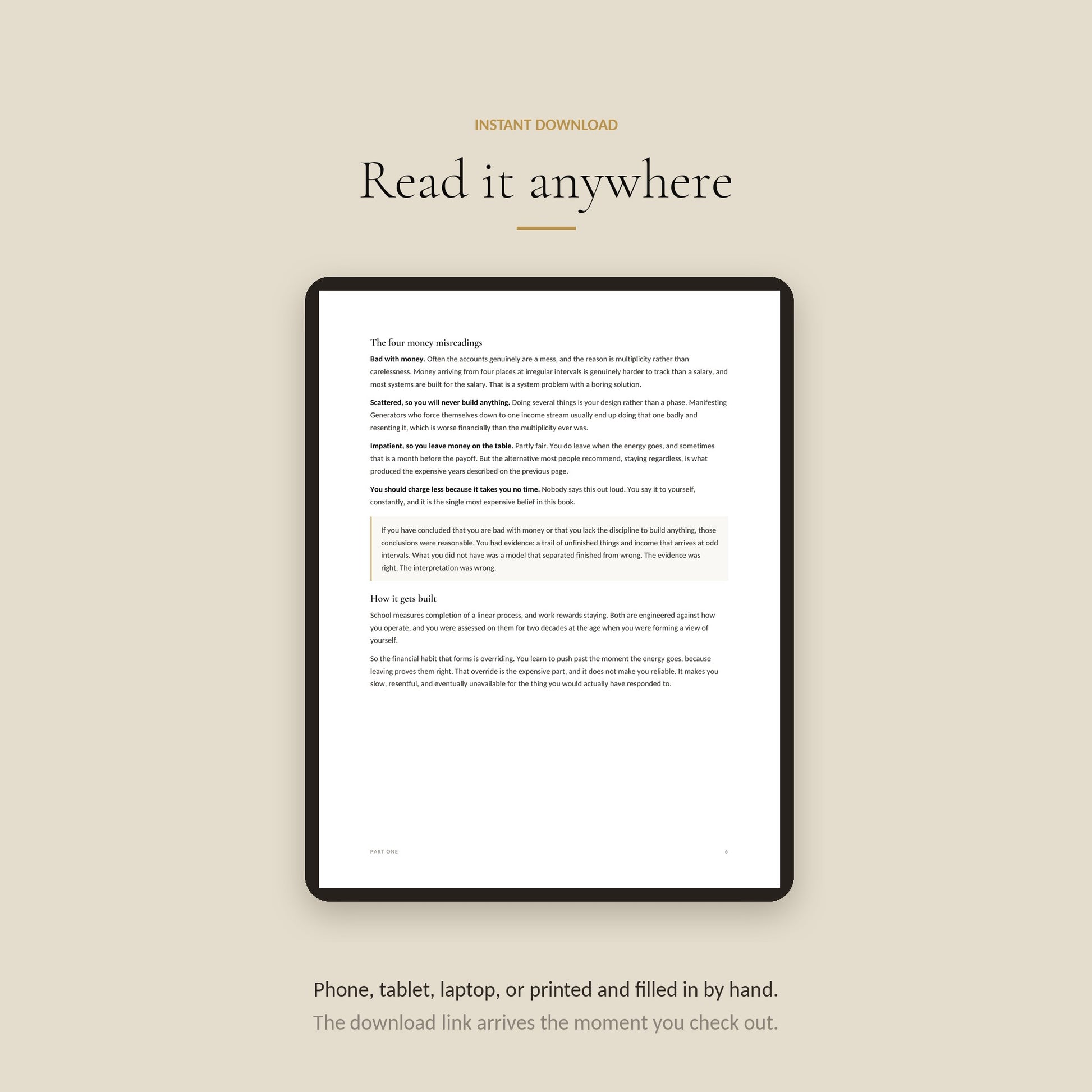 Human Design Manifesting Generator Money Workbook, read Anywhere