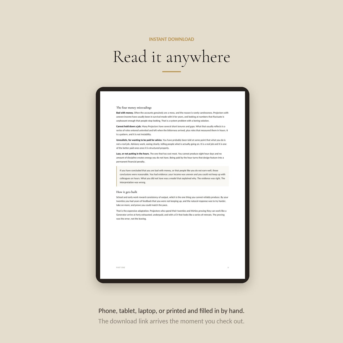 Human Design Projector Money Workbook, read Anywhere