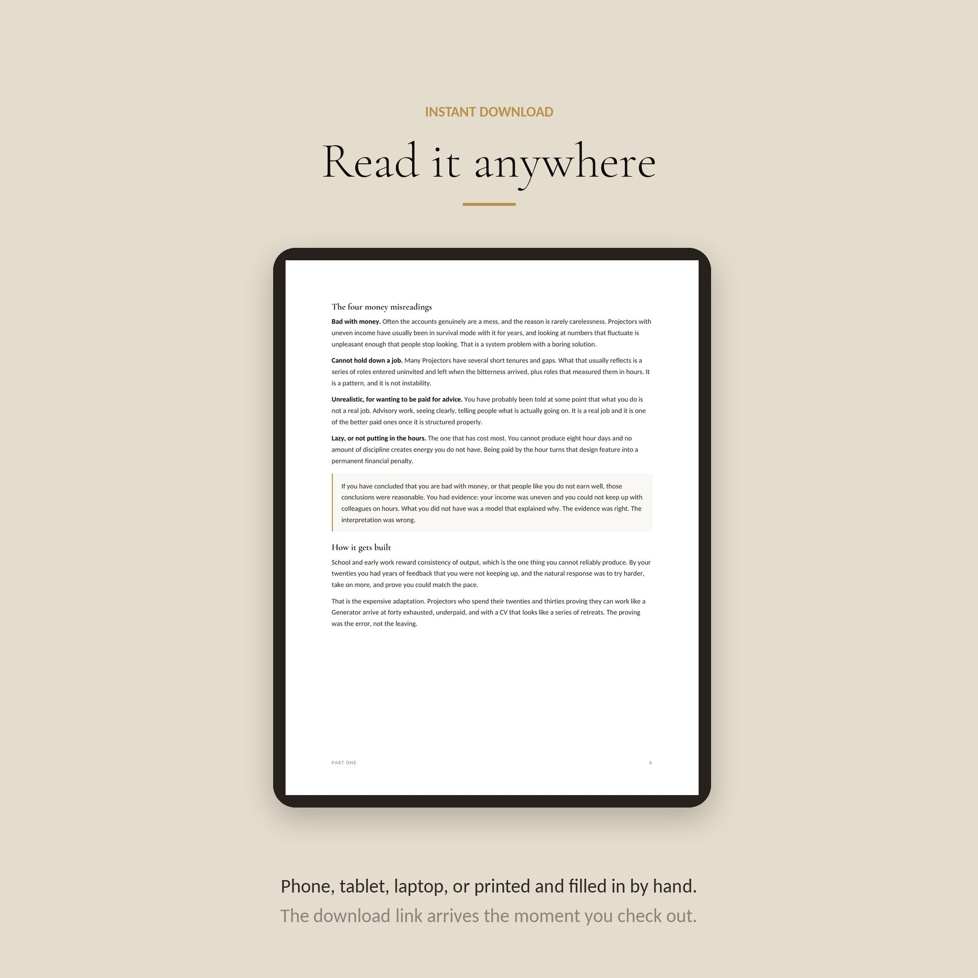 Human Design Projector Money Workbook, read Anywhere