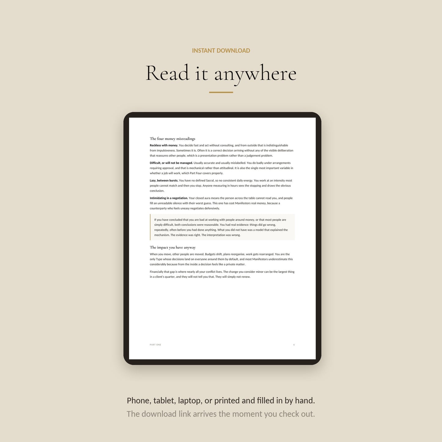 Human Design Manifestor Money Workbook, read Anywhere