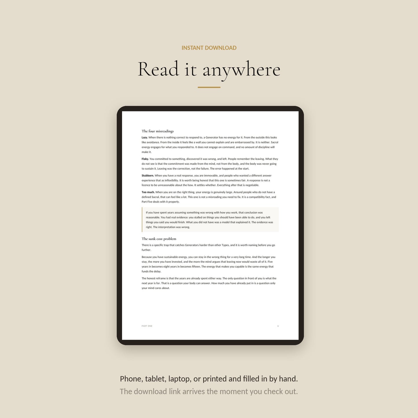 Human Design Generator Workbook, read Anywhere