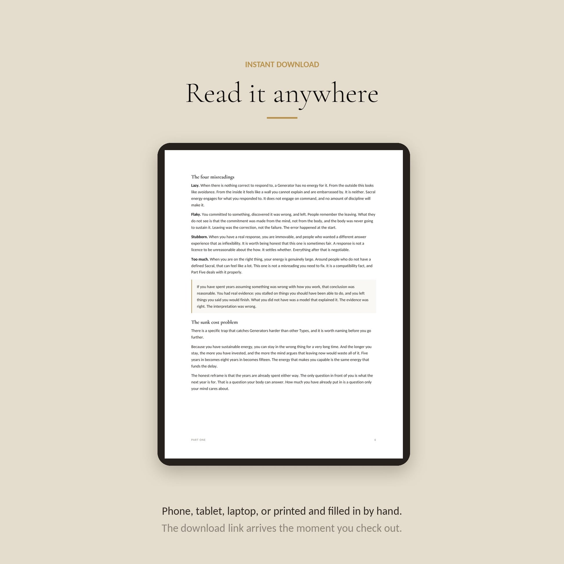 Human Design Generator Workbook, read Anywhere