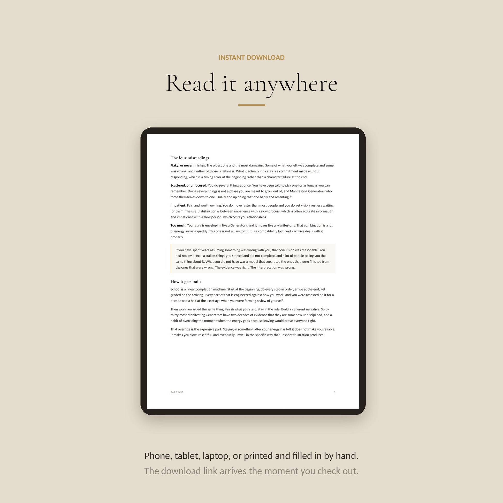Human Design Manifesting Generator Workbook, read Anywhere