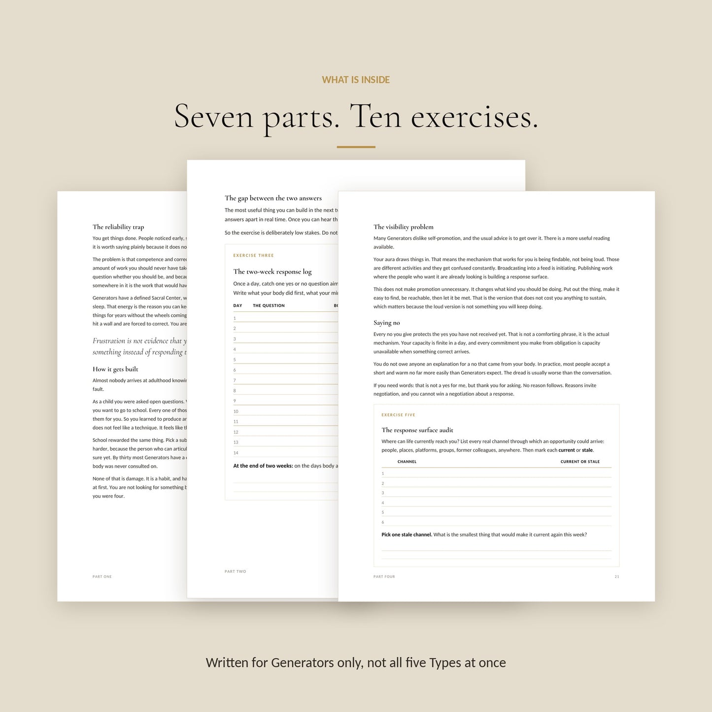 Human Design Generator Workbook, what Is Inside
