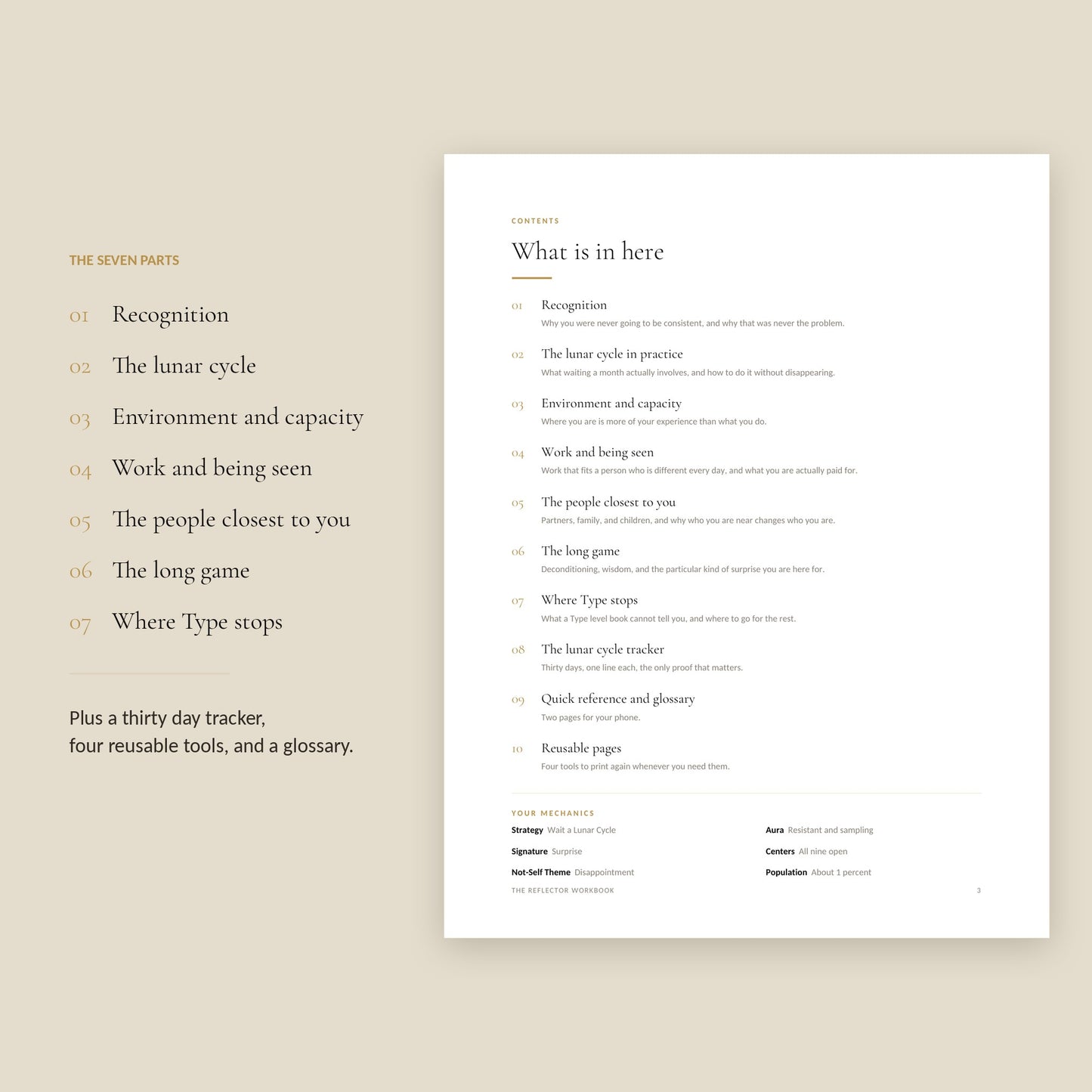 Human Design Reflector Workbook, contents