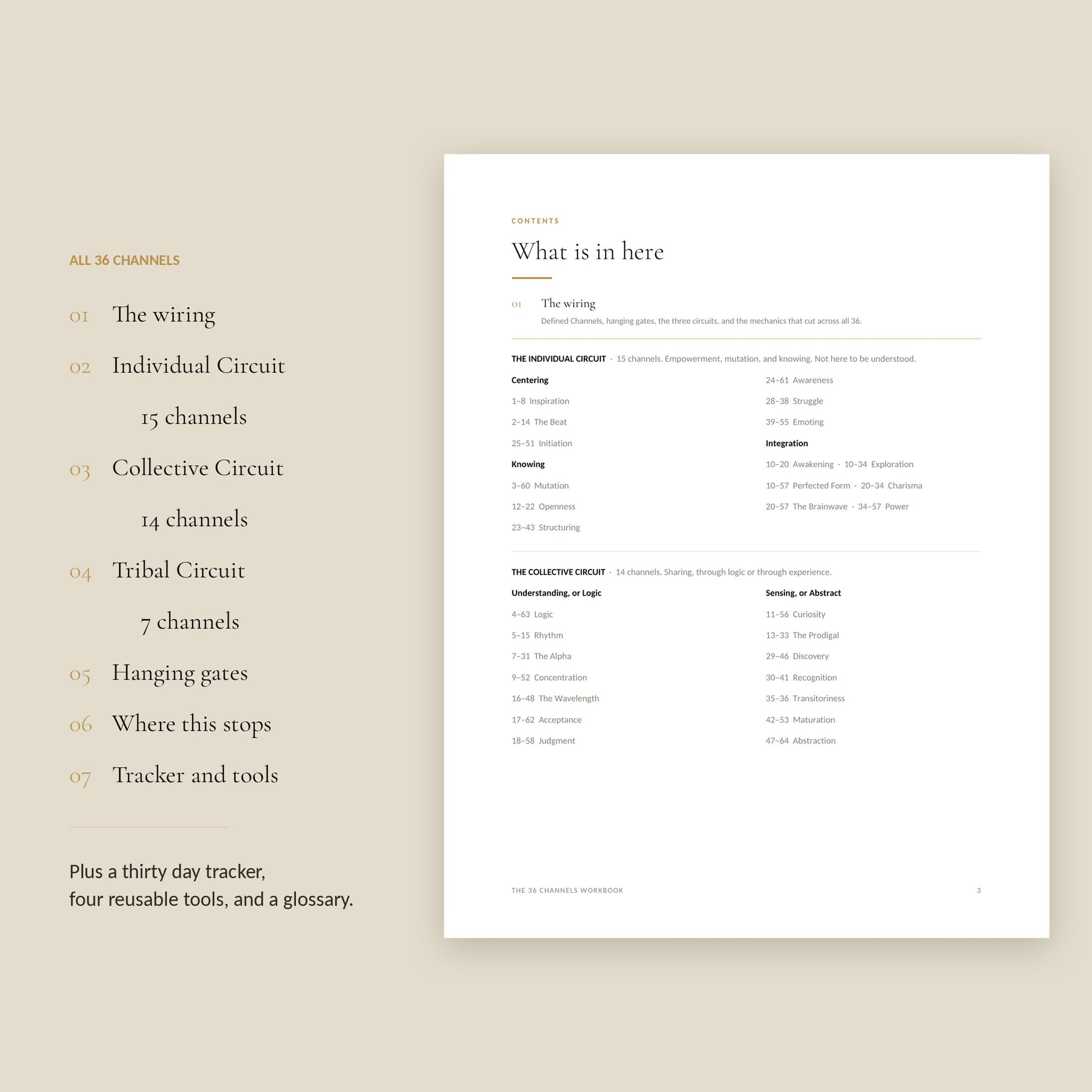 Human Design Channels Workbook, contents