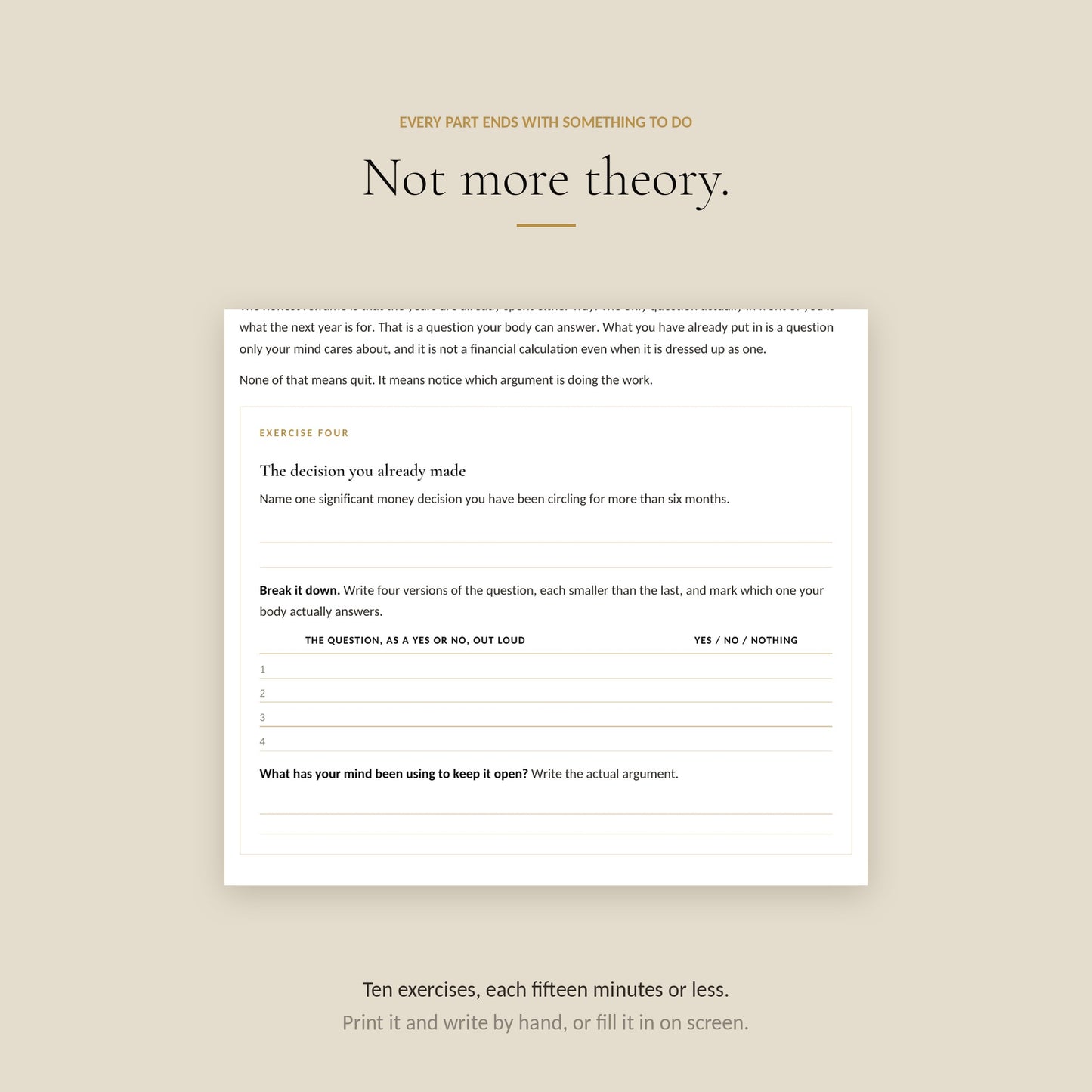 Human Design Generator Money Workbook, exercises