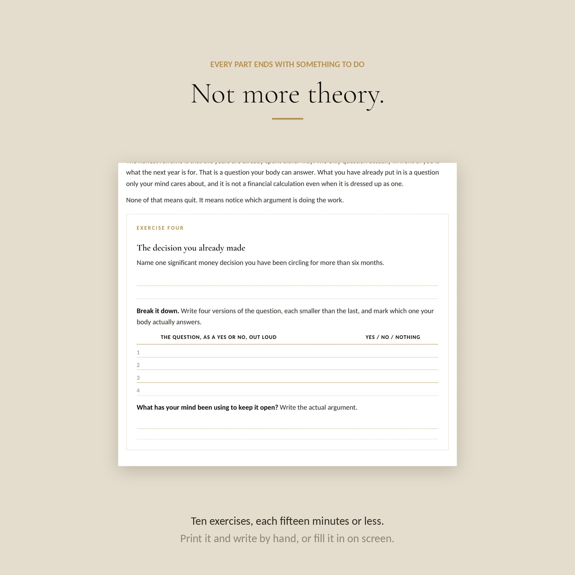 Human Design Generator Money Workbook, exercises