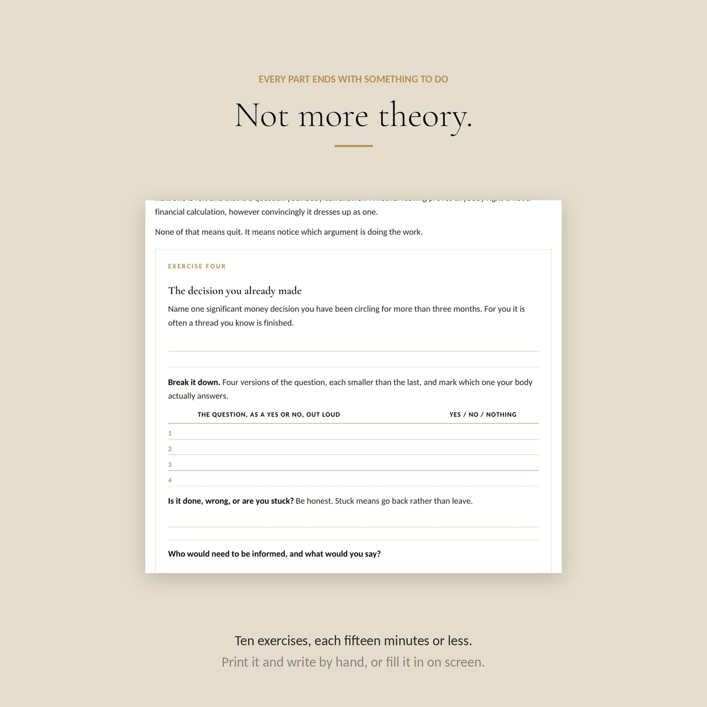 Human Design Manifesting Generator Money Workbook, exercises