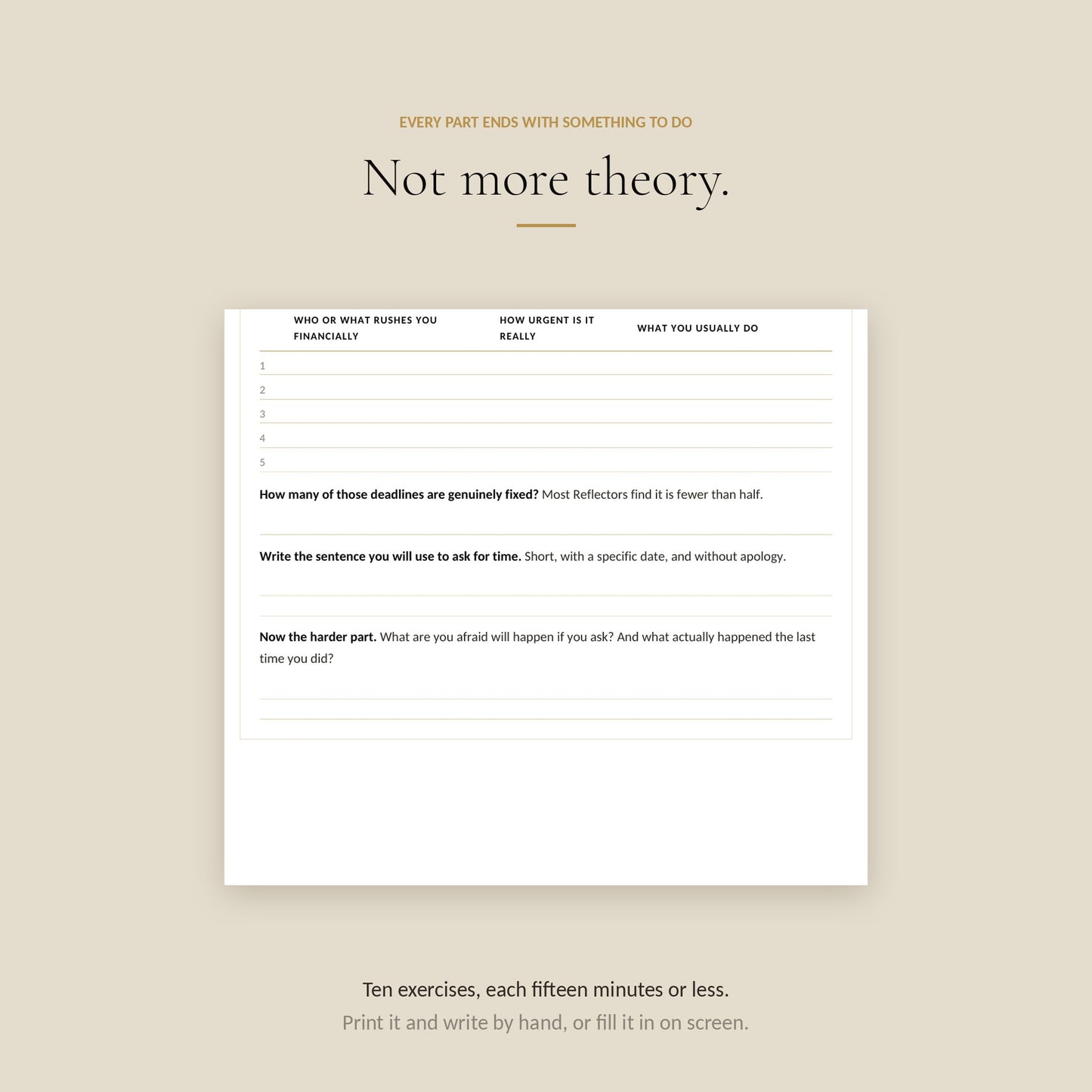 Human Design Reflector Money Workbook, exercises
