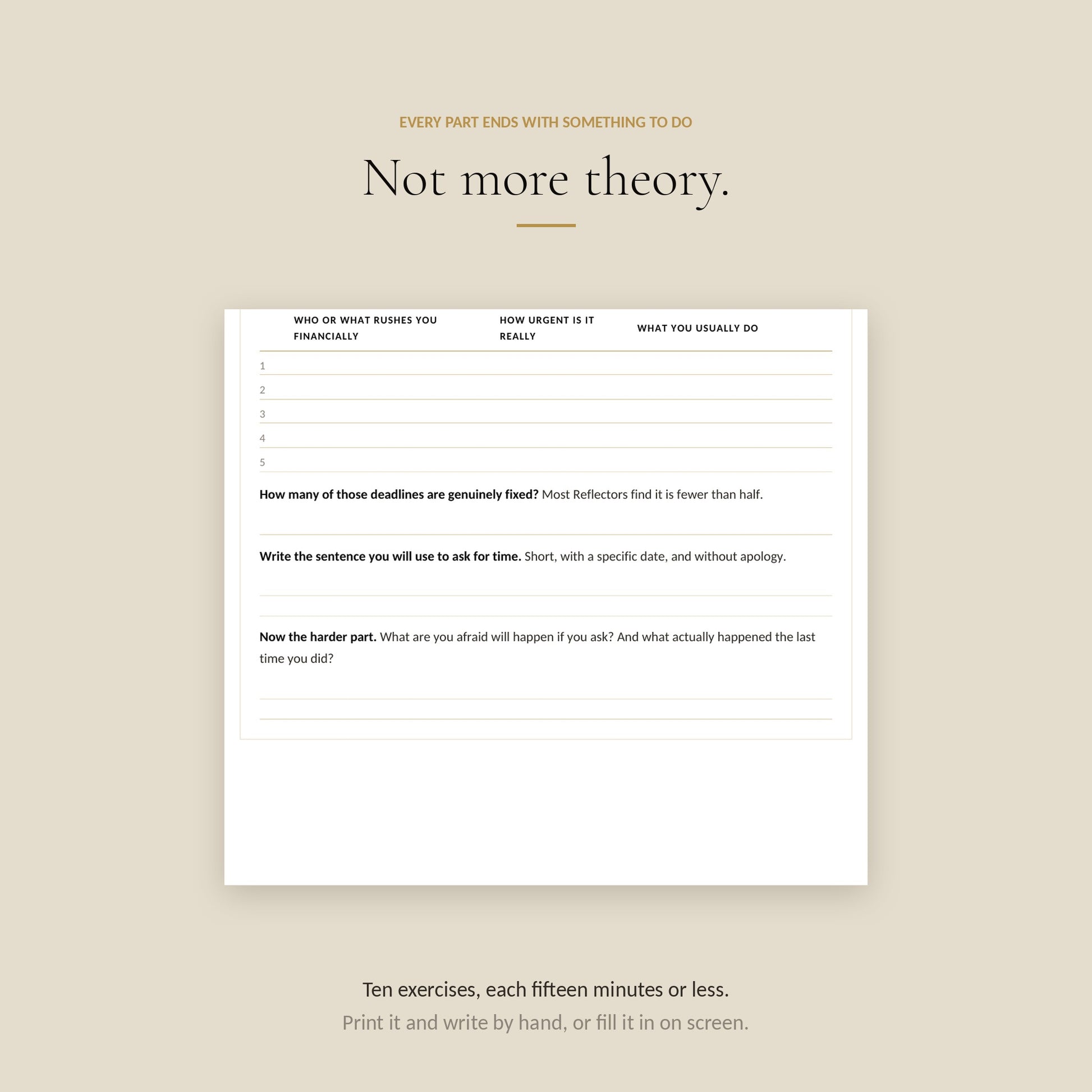 Human Design Reflector Money Workbook, exercises