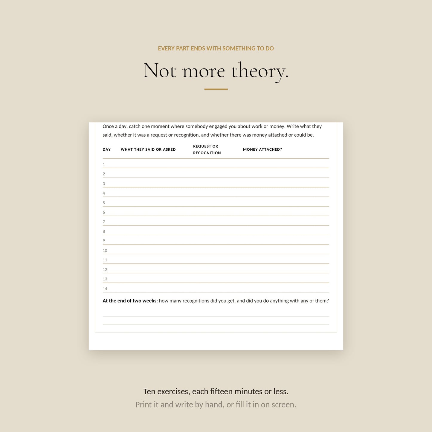 Human Design Projector Money Workbook, exercises