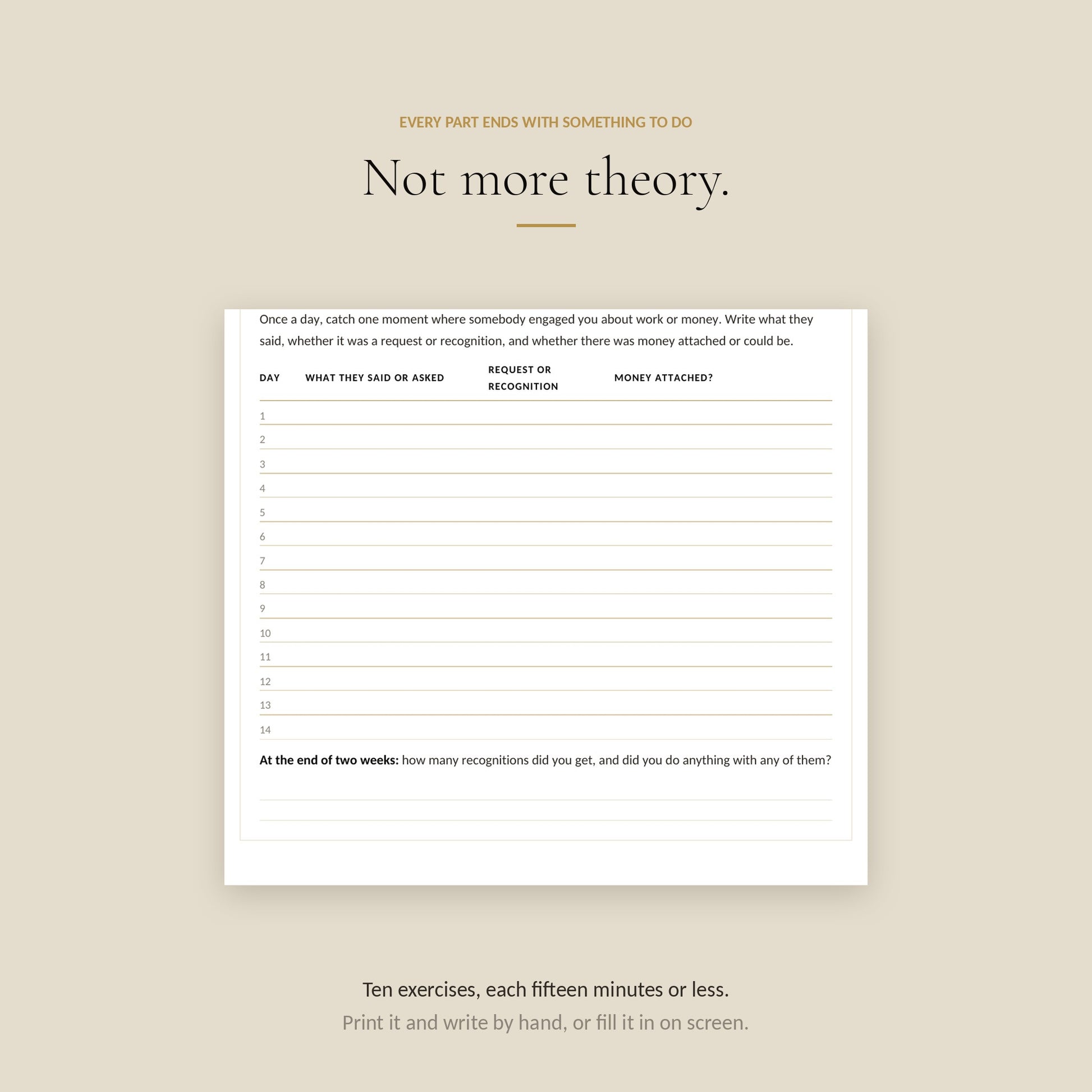 Human Design Projector Money Workbook, exercises