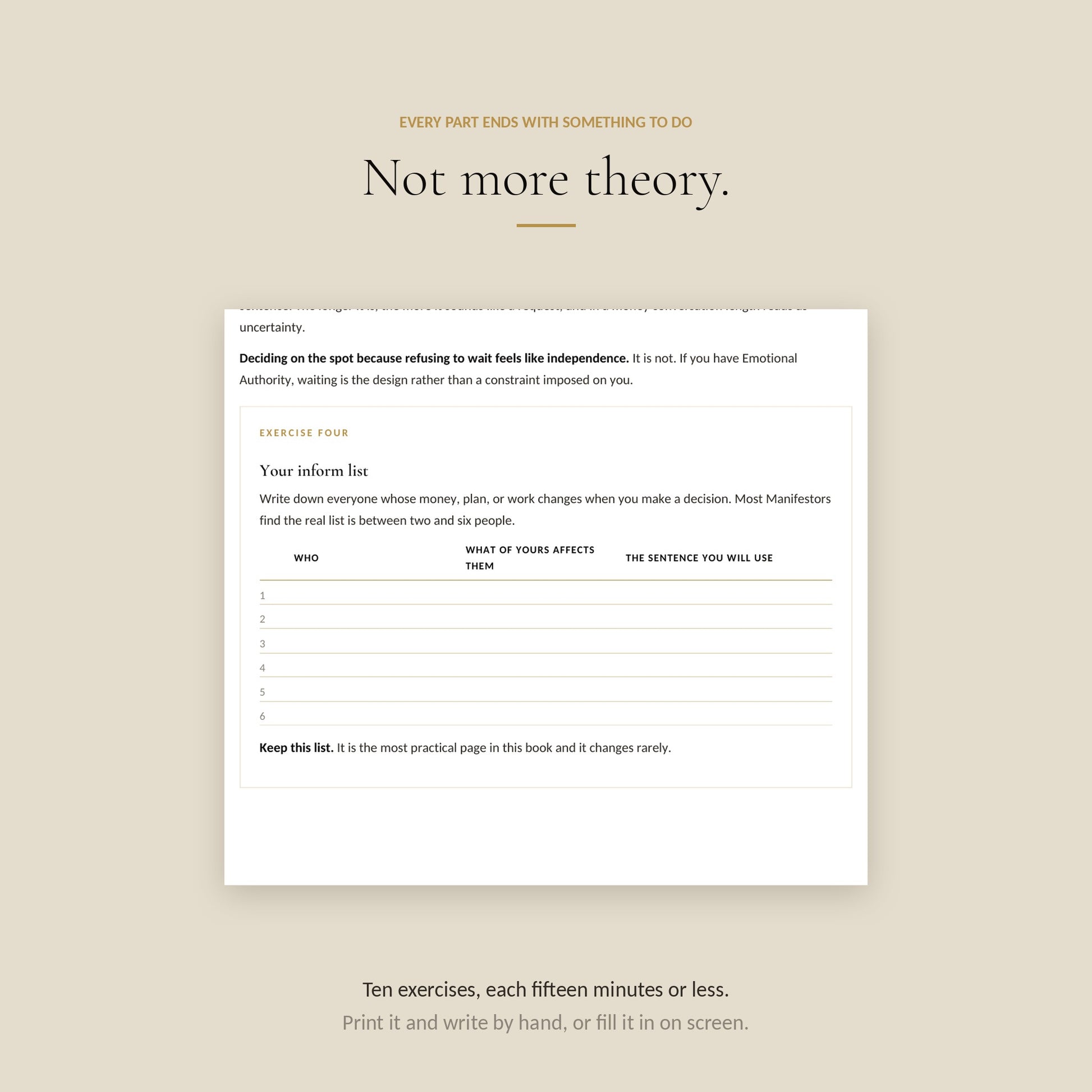 Human Design Manifestor Money Workbook, exercises