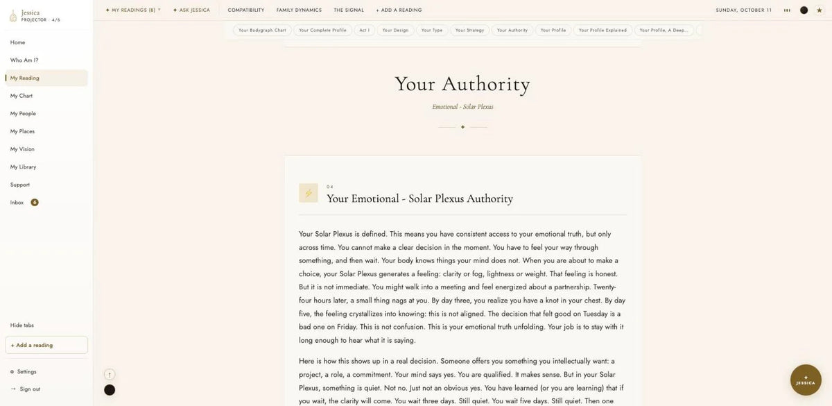 One of the 60+ reading sections, the Authority section, written for one chart